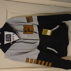 Black and Gray Zip Up Sweater with Comfortable Fit